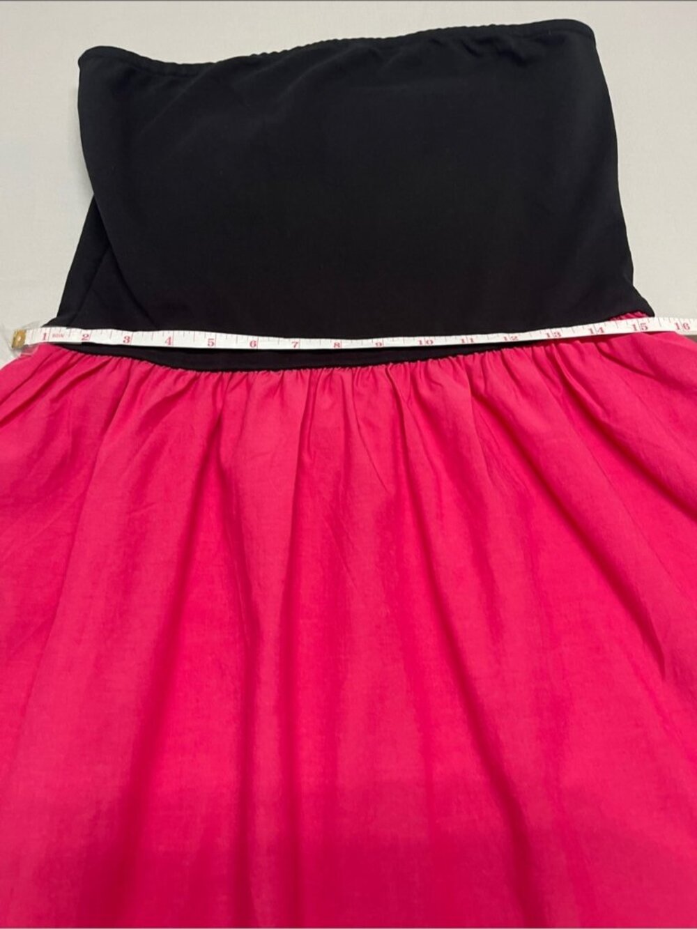 Ladies Strapless Black & Hot Pink Skater Dress size M stretch top chic 1151 - Picture 4 of 5